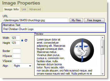 Alternative text field illustration Alternative text field illustration