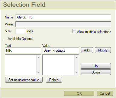 Selection Field Selection Field
